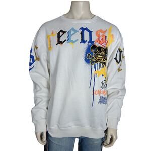 Screenshot Urban Hip Hop Fleece Sweatshirt Size 2XL White with Colorful Graphics